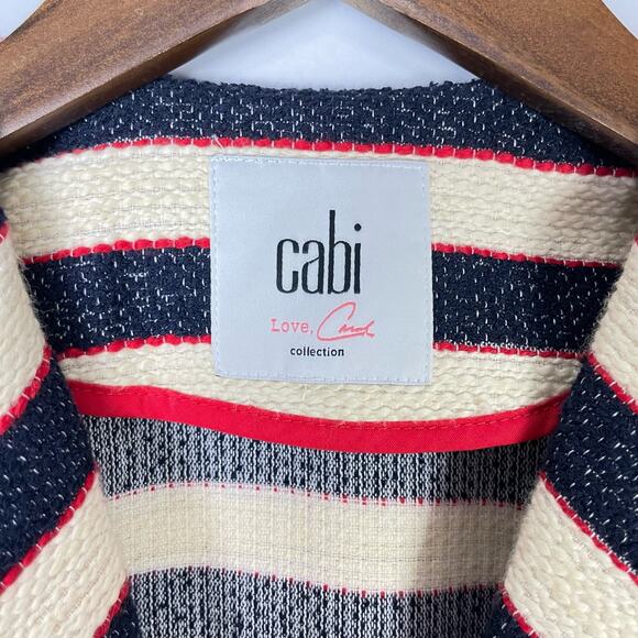 Cabi #5094 | Cruise Jacket Navy Cream Red Stripe Nautical Double Breasted Blazer - Picture 12 of 16